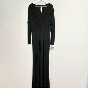 JÔN Long Sleeve Faux Wrap V-Neck Jumpsuit